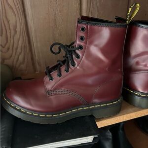 Dr Martens Burgundy Lace-Up Boots